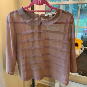 Beige, sheet collared blouse